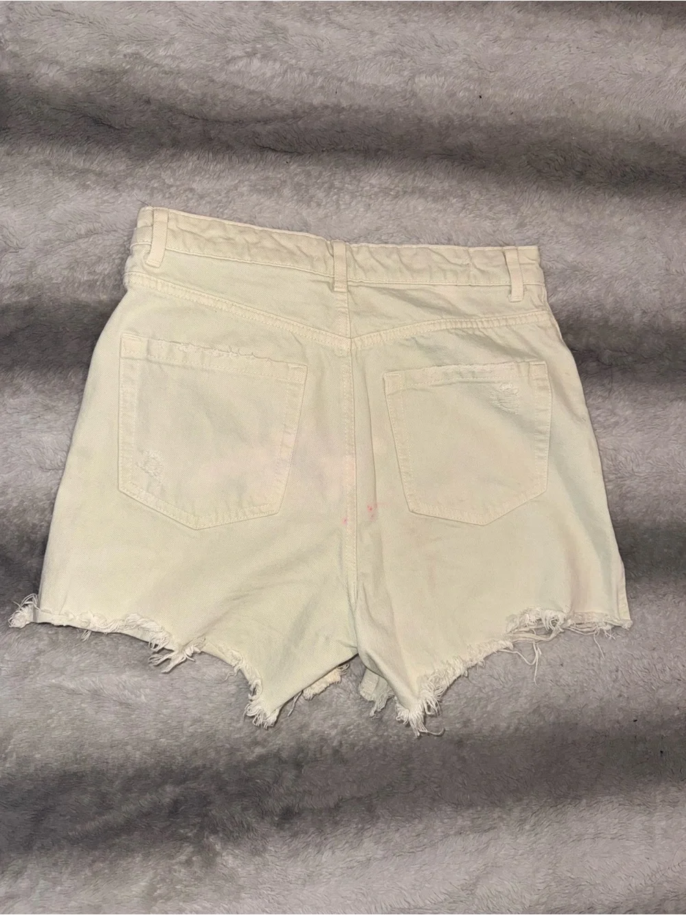 Zara Light Mint Distressed Denim Shorts